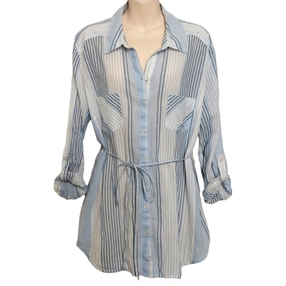 Motherhood Maternity Striped Button Down Top  XL - Picture 1 of 5